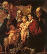 Jacob Jordaens The Holy Family with St.Anne, the Young Baptist and his Parents Spain oil painting artist